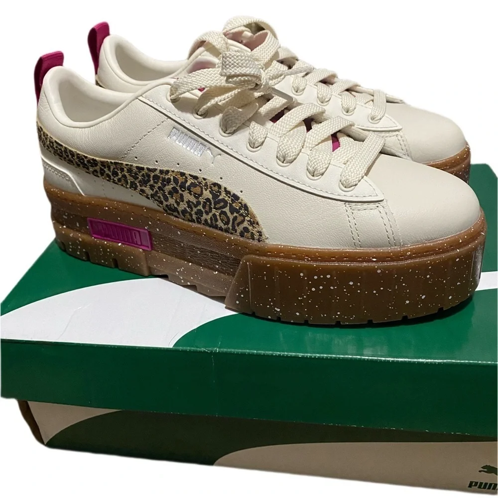 Puma Women Size 9.5 Mayze SE Leopard Platform Fashion Sneaker Shoes 385429 01